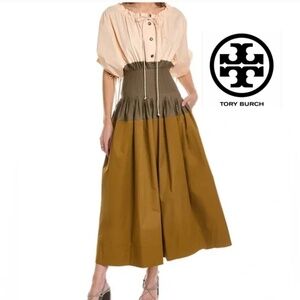 Tory Burch Off Shoulder Poplin Midi dress, 00, GD1113